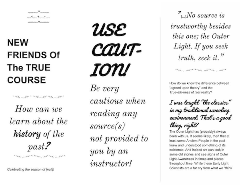 Informational pamphlet on how to learn about the history of the past. Use Caution!